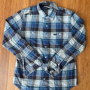 RVCA long sleeve button up plaid blue shirt